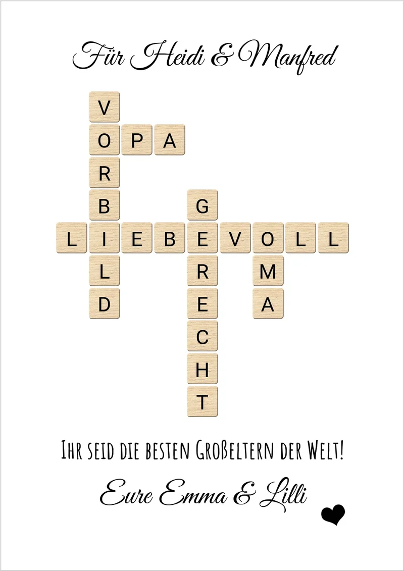 Personalisiertes Bild im Scrabble für die Eltern & Großeltern