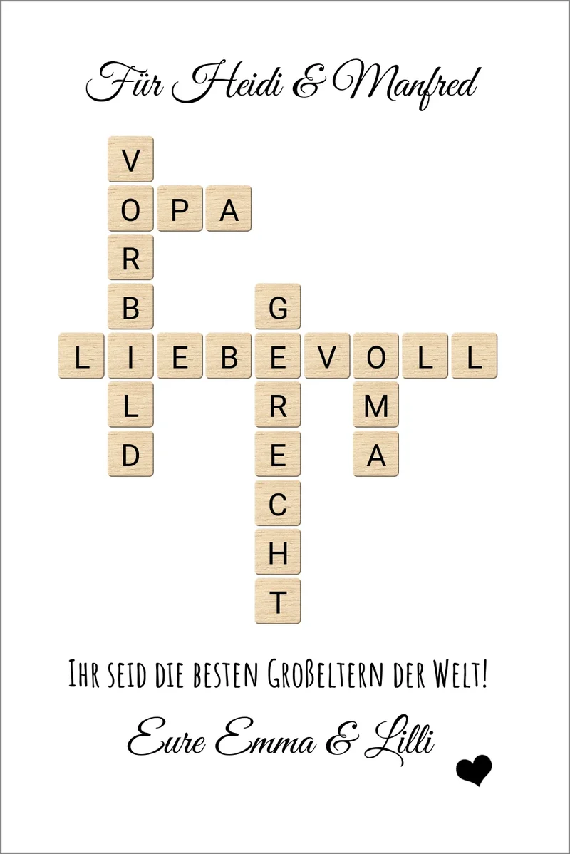 Personalisiertes Bild im Scrabble für die Eltern & Großeltern