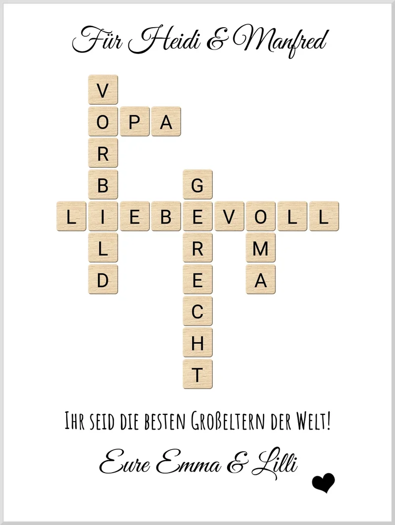 Personalisiertes Bild im Scrabble für die Eltern & Großeltern