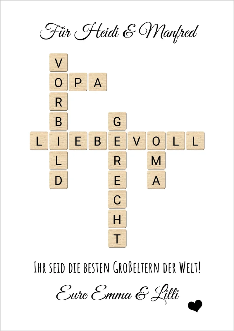 Personalisiertes Bild im Scrabble für die Eltern & Großeltern