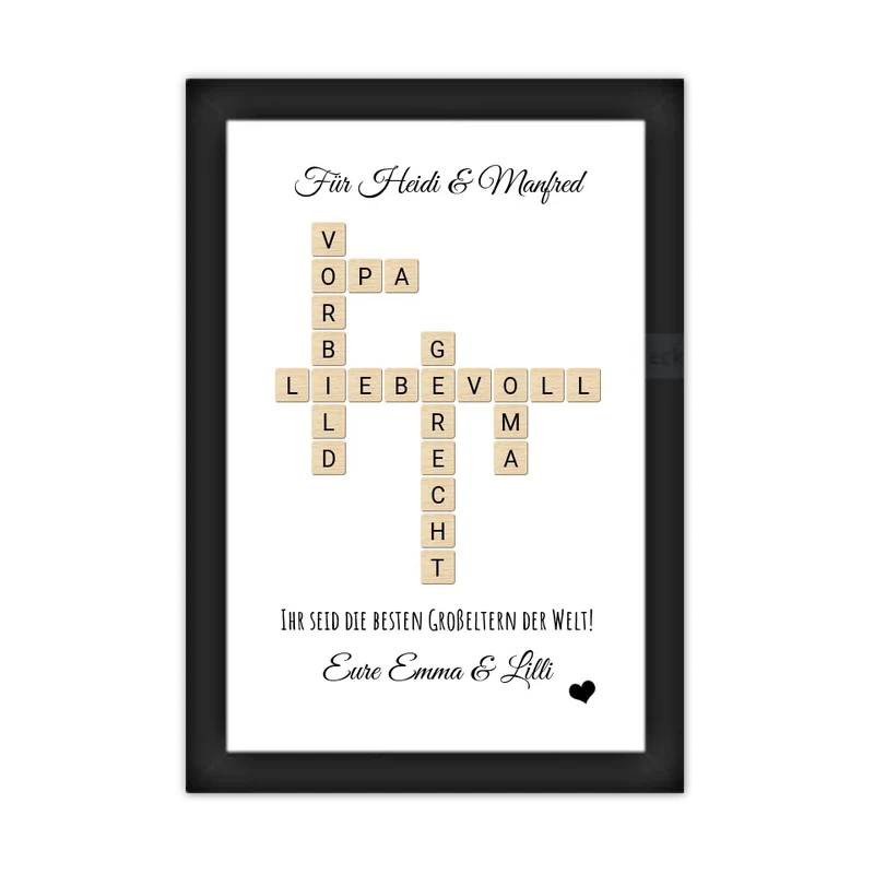 Personalisiertes Bild im Scrabble für die Eltern & Großeltern