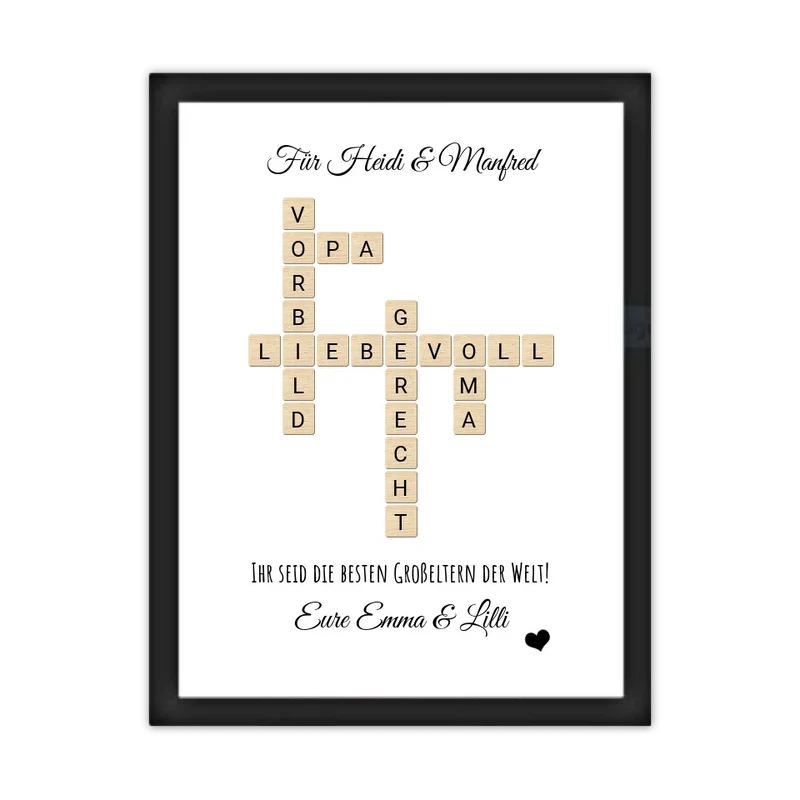Personalisiertes Bild im Scrabble für die Eltern & Großeltern