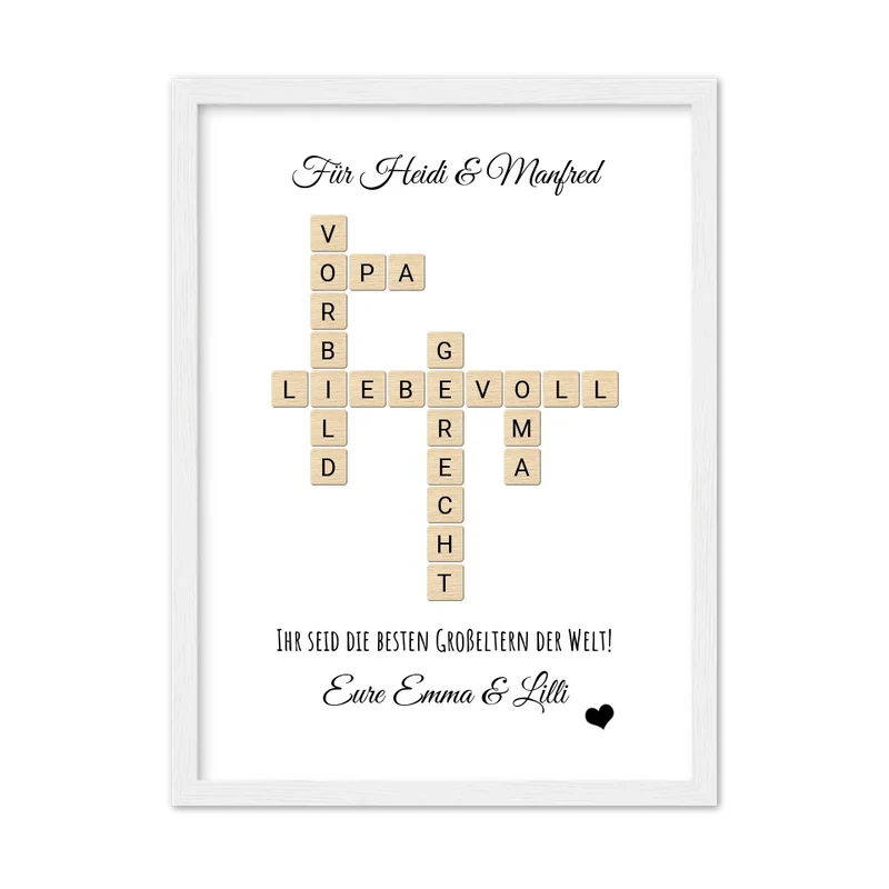 Personalisiertes Bild im Scrabble für die Eltern & Großeltern