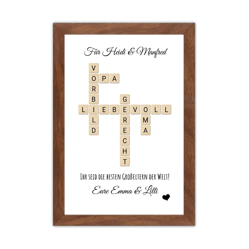 Personalisiertes Bild im Scrabble für die Eltern & Großeltern