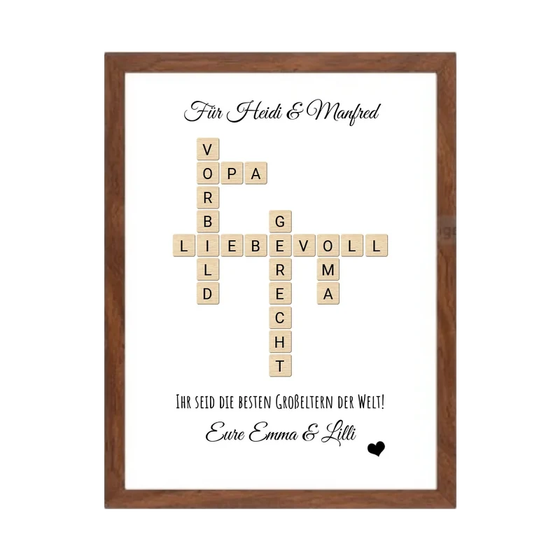 Personalisiertes Bild im Scrabble für die Eltern & Großeltern
