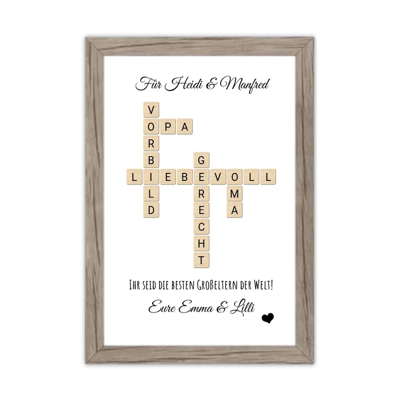 Personalisiertes Bild im Scrabble für die Eltern & Großeltern