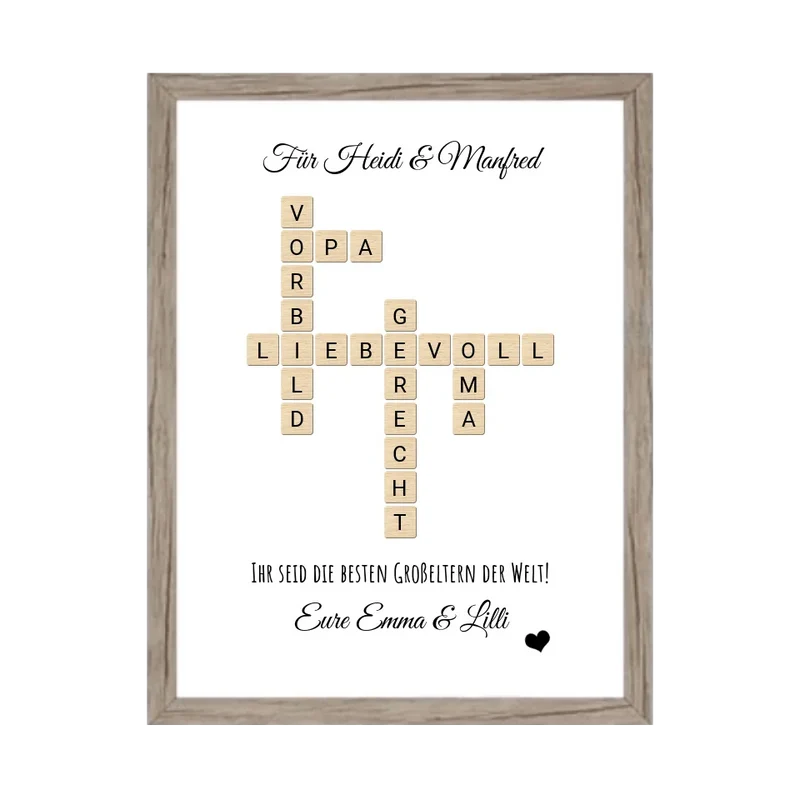 Personalisiertes Bild im Scrabble für die Eltern & Großeltern