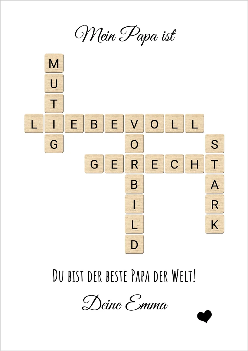 Personalisiertes Bild im Scrabble Style für Papa - Geburtstagsgeschenk & Vatertagsgeschenk