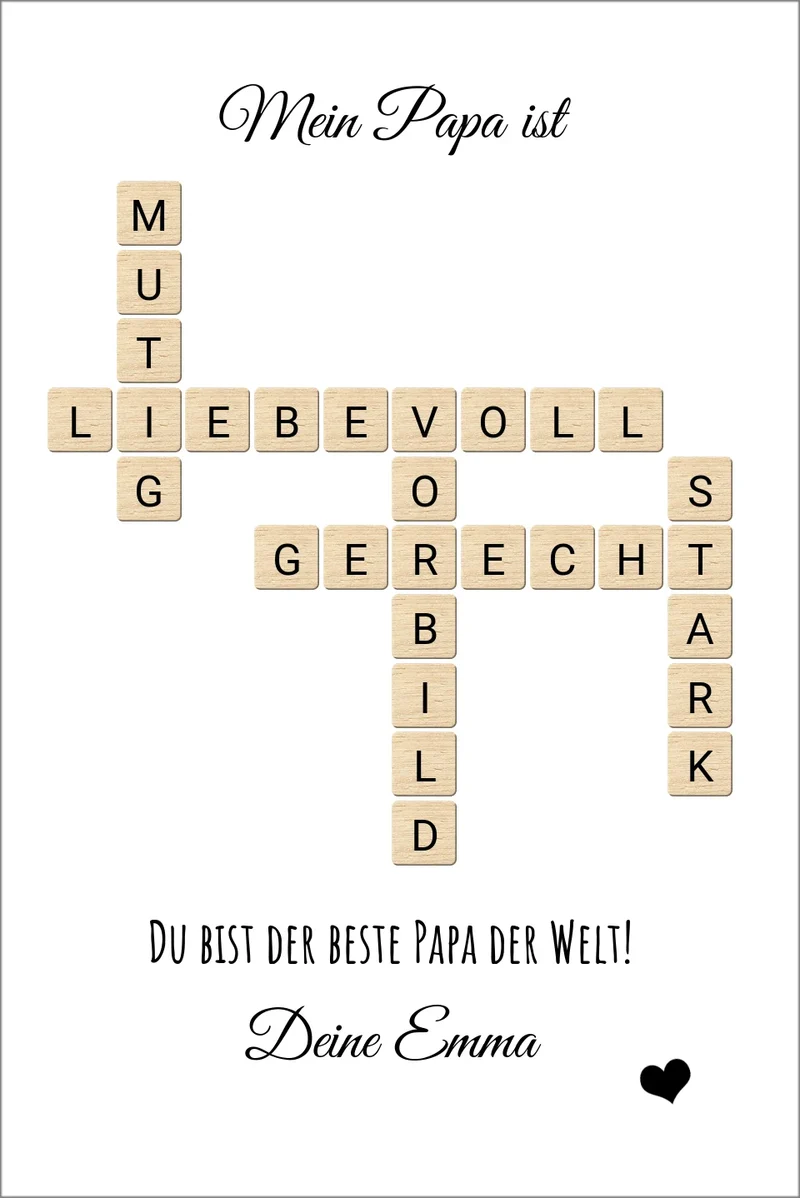 Personalisiertes Bild im Scrabble Style für Papa - Geburtstagsgeschenk & Vatertagsgeschenk