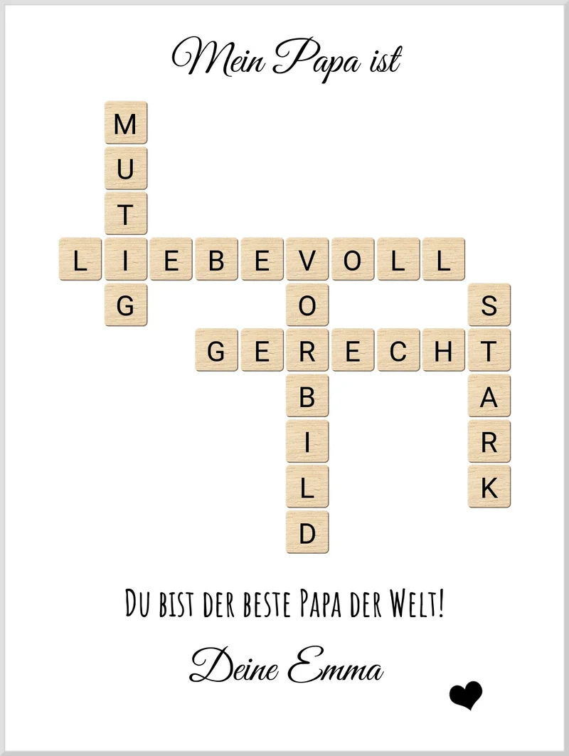 Personalisiertes Bild im Scrabble Style für Papa - Geburtstagsgeschenk & Vatertagsgeschenk