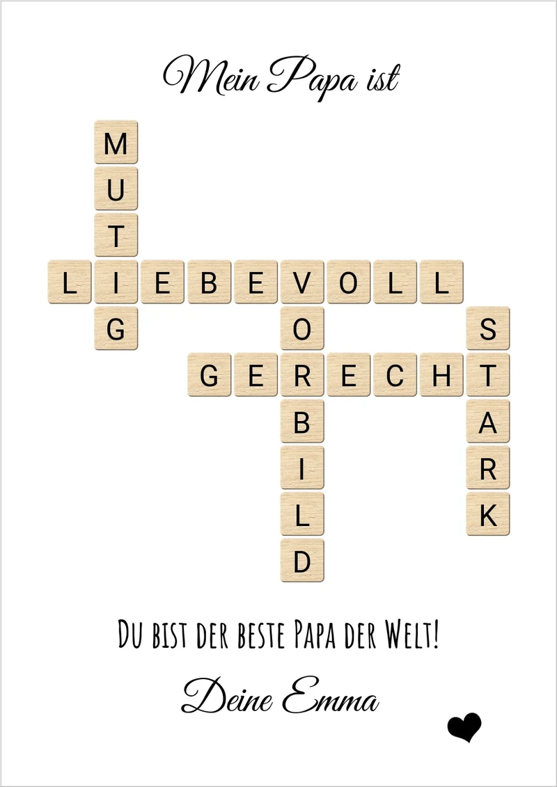 Personalisiertes Bild im Scrabble Style für Papa - Geburtstagsgeschenk & Vatertagsgeschenk