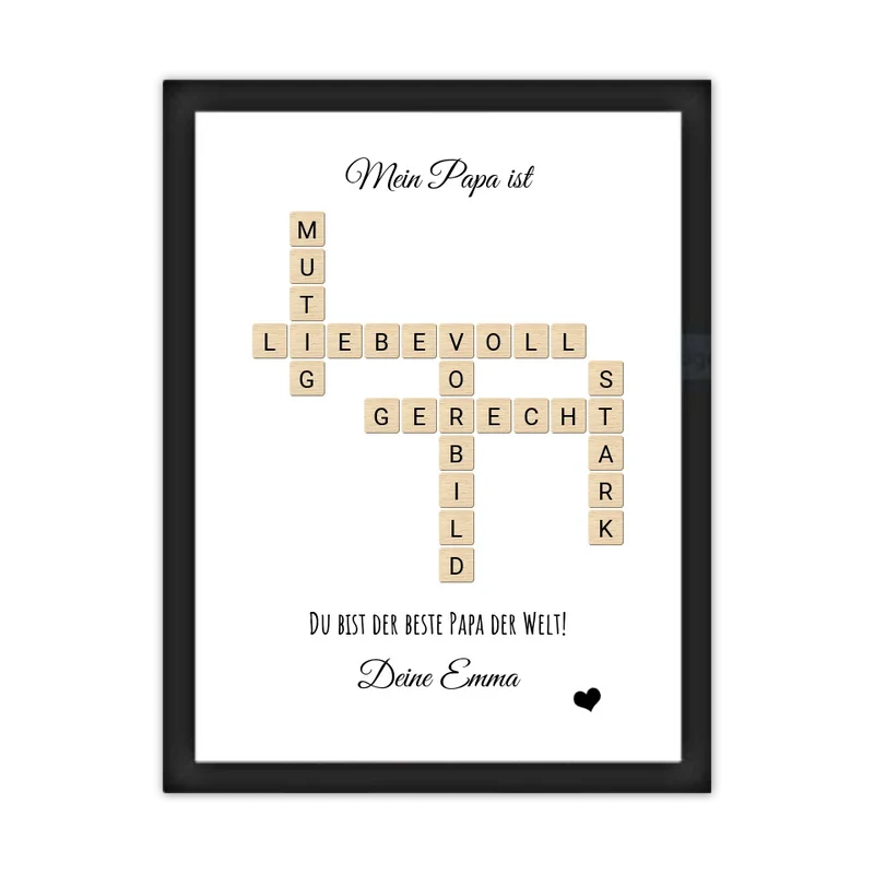 Personalisiertes Bild im Scrabble Style für Papa - Geburtstagsgeschenk & Vatertagsgeschenk