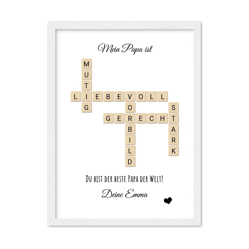 Personalisiertes Bild im Scrabble Style für Papa - Geburtstagsgeschenk & Vatertagsgeschenk