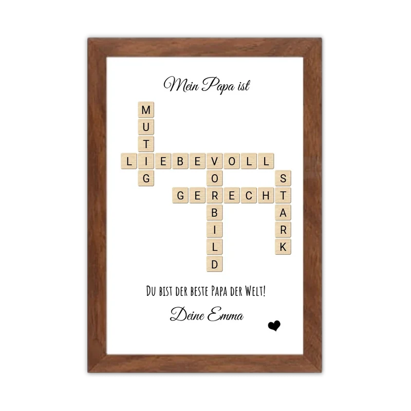 Personalisiertes Bild im Scrabble Style für Papa - Geburtstagsgeschenk & Vatertagsgeschenk