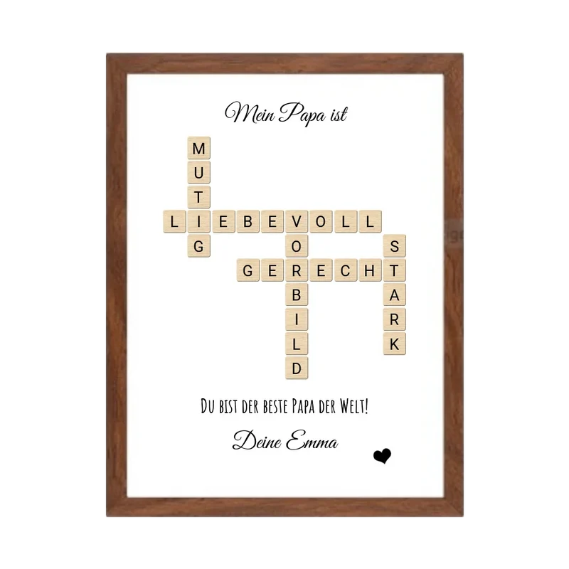 Personalisiertes Bild im Scrabble Style für Papa - Geburtstagsgeschenk & Vatertagsgeschenk