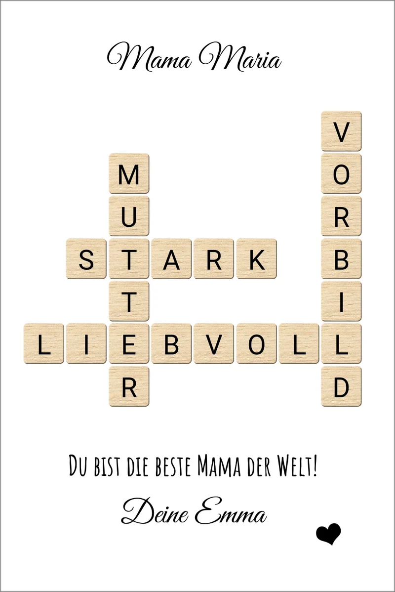 Personalisiertes Bild im Scrabble Style für Mama - Geschenkidee Muttertag & Geburtstag