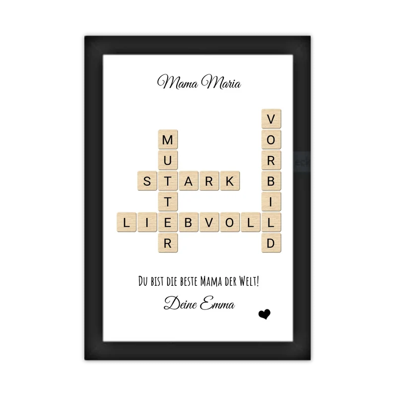 Personalisiertes Bild im Scrabble Style für Mama - Geschenkidee Muttertag & Geburtstag
