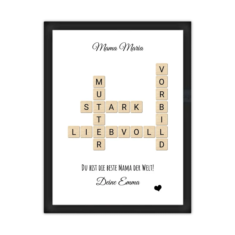Personalisiertes Bild im Scrabble Style für Mama - Geschenkidee Muttertag & Geburtstag
