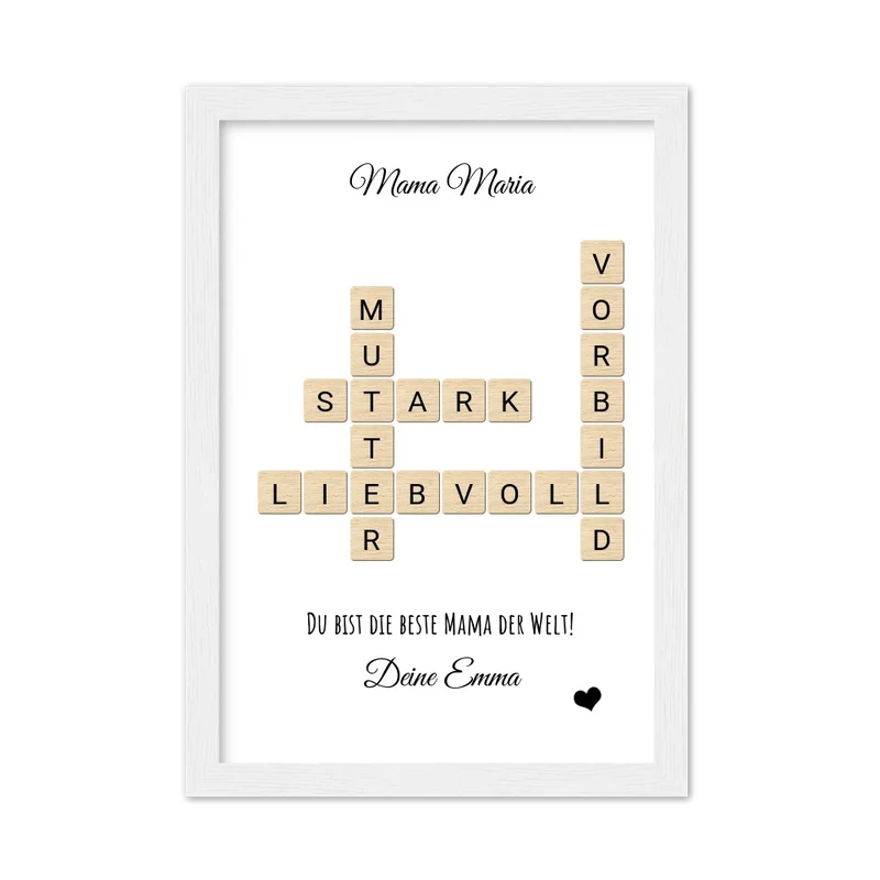 Personalisiertes Bild im Scrabble Style für Mama - Geschenkidee Muttertag & Geburtstag