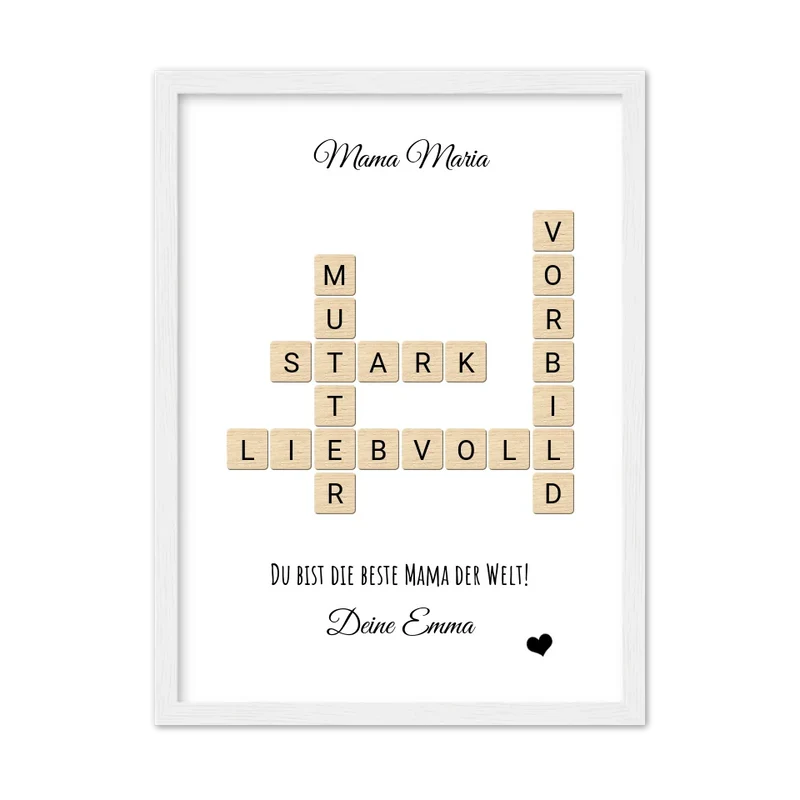 Personalisiertes Bild im Scrabble Style für Mama - Geschenkidee Muttertag & Geburtstag