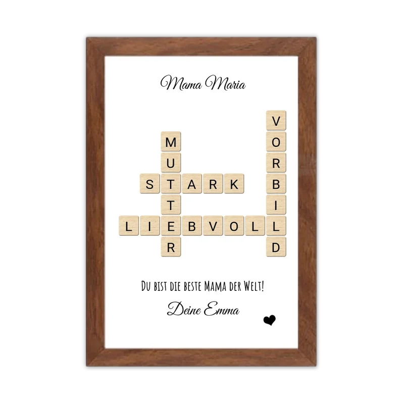 Personalisiertes Bild im Scrabble Style für Mama - Geschenkidee Muttertag & Geburtstag