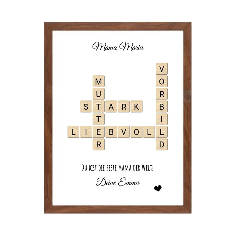 Personalisiertes Bild im Scrabble Style für Mama - Geschenkidee Muttertag & Geburtstag
