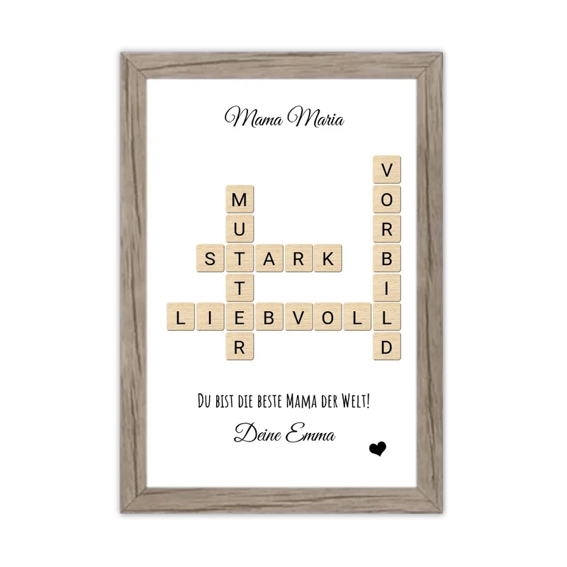 Personalisiertes Bild im Scrabble Style für Mama - Geschenkidee Muttertag & Geburtstag