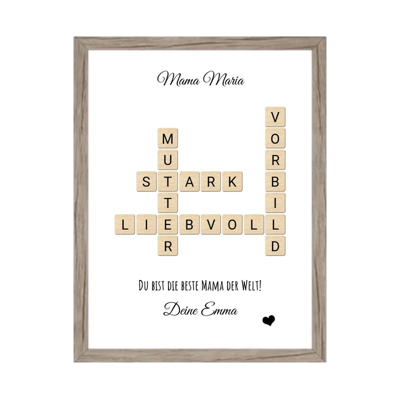Personalisiertes Bild im Scrabble Style für Mama - Geschenkidee Muttertag & Geburtstag