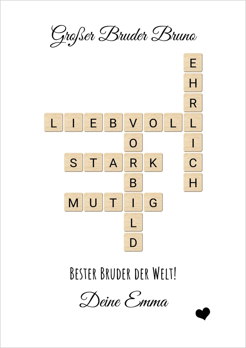 Geschenk für Bruder - personalisiertes Bild im Scrabble Style