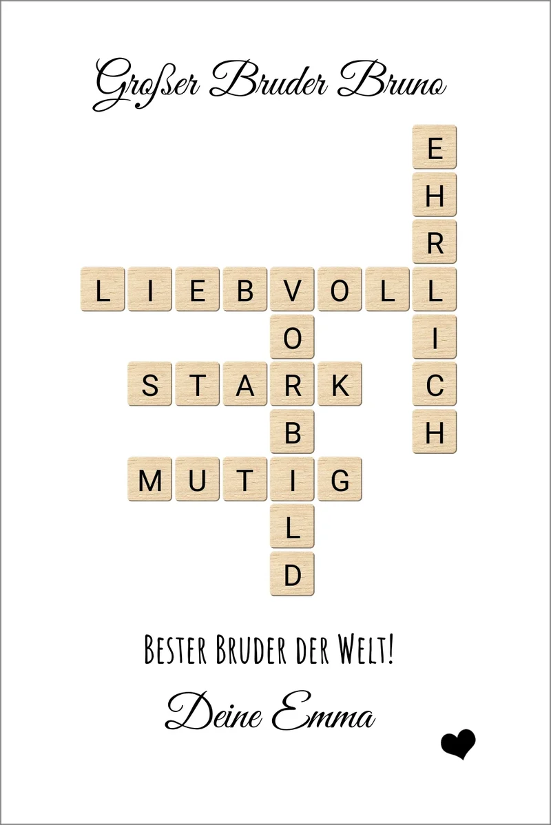 Geschenk für Bruder - personalisiertes Bild im Scrabble Style