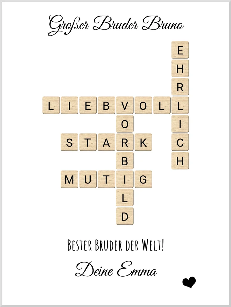 Geschenk für Bruder - personalisiertes Bild im Scrabble Style