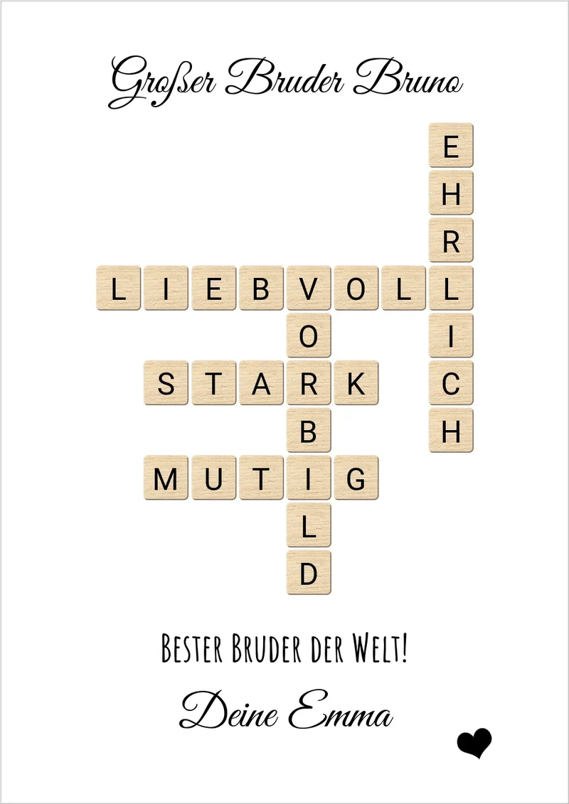 Geschenk für Bruder - personalisiertes Bild im Scrabble Style