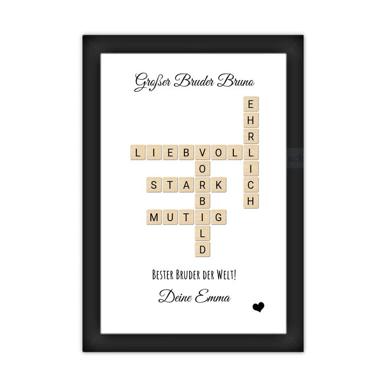 Geschenk für Bruder - personalisiertes Bild im Scrabble Style