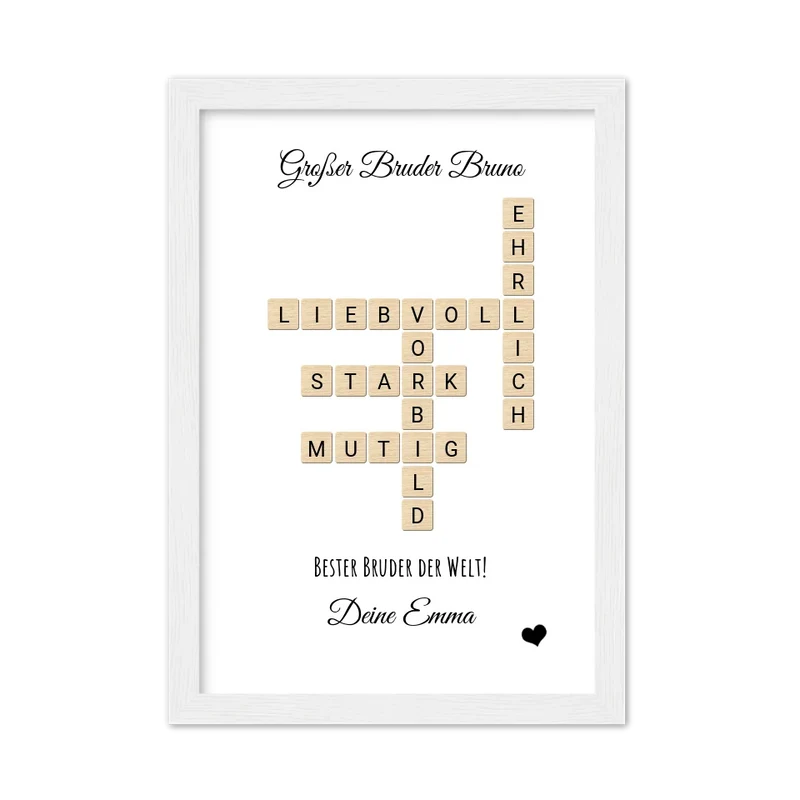 Geschenk für Bruder - personalisiertes Bild im Scrabble Style
