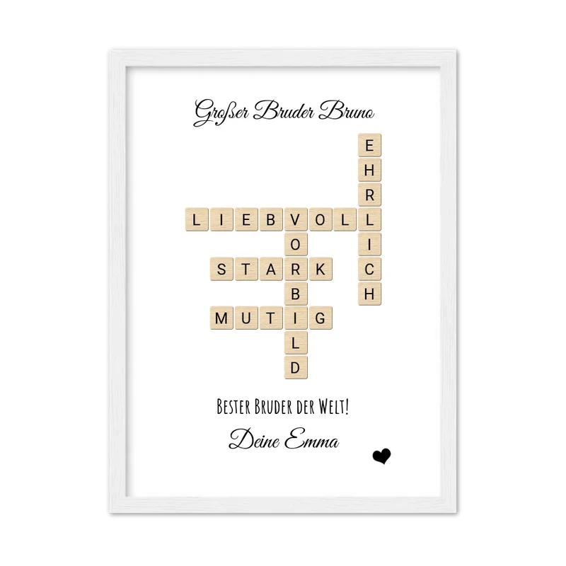 Geschenk für Bruder - personalisiertes Bild im Scrabble Style