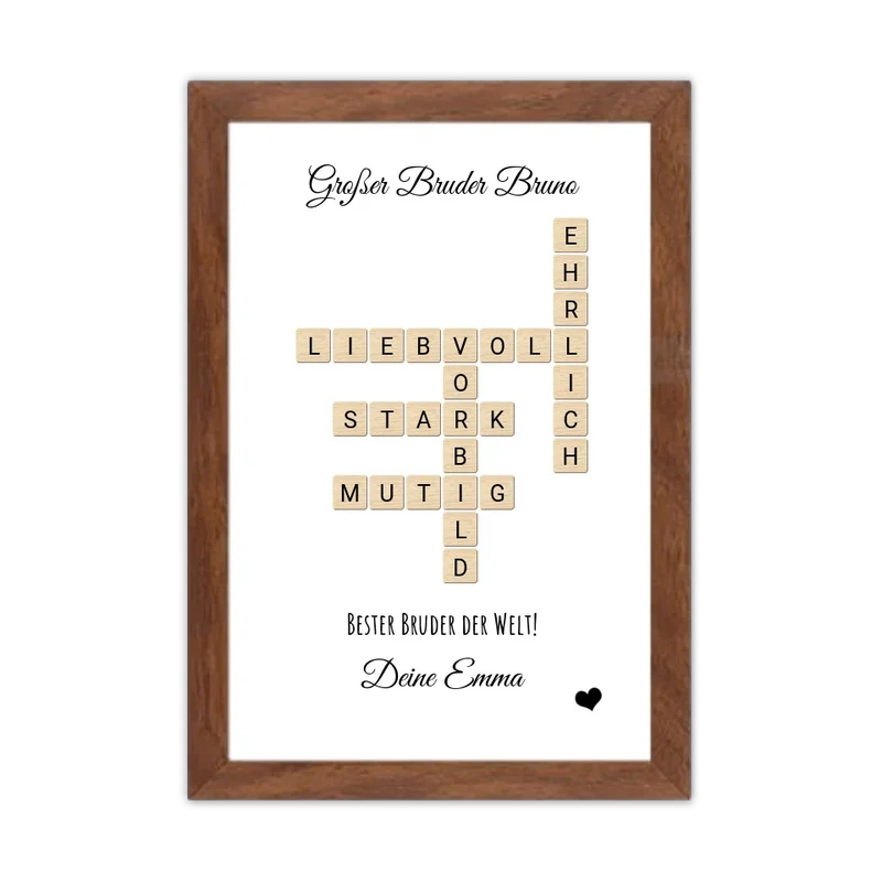 Geschenk für Bruder - personalisiertes Bild im Scrabble Style