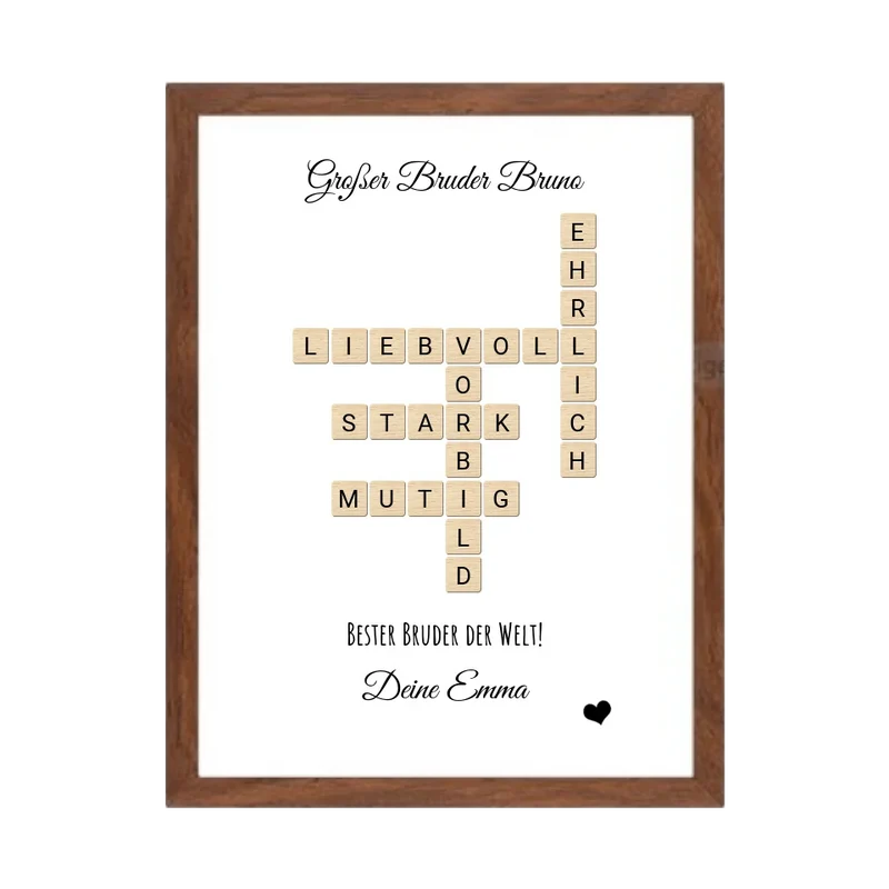 Geschenk für Bruder - personalisiertes Bild im Scrabble Style