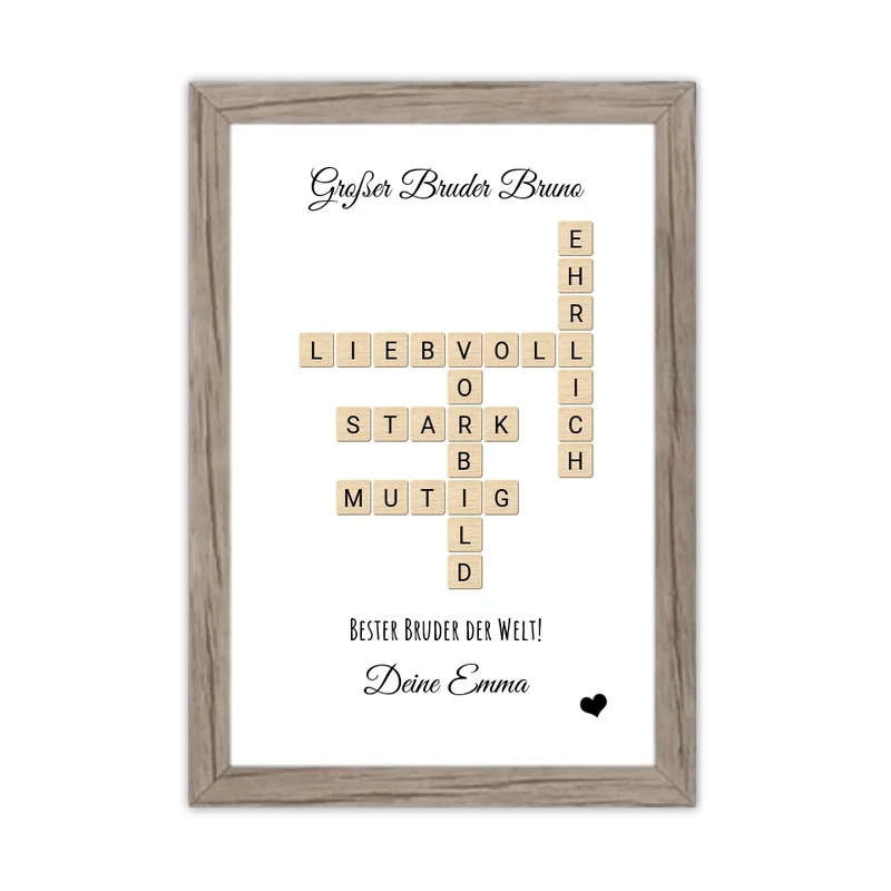 Geschenk für Bruder - personalisiertes Bild im Scrabble Style