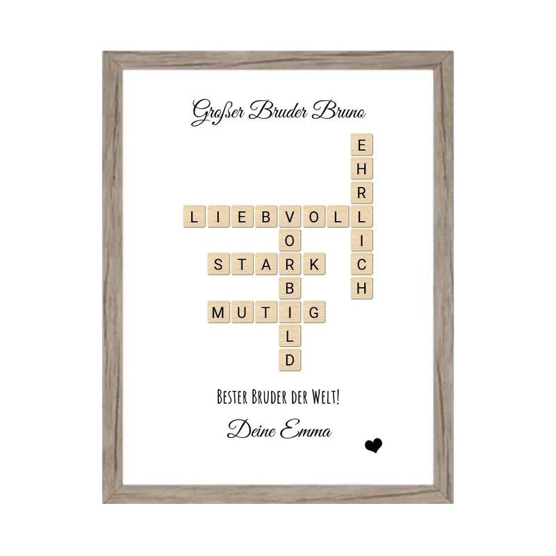 Geschenk für Bruder - personalisiertes Bild im Scrabble Style