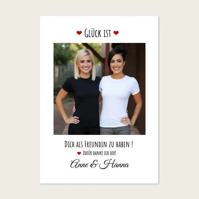 Fotoposter beste Freundin Geburtstagsgeschenk | Bild Glück ist ...