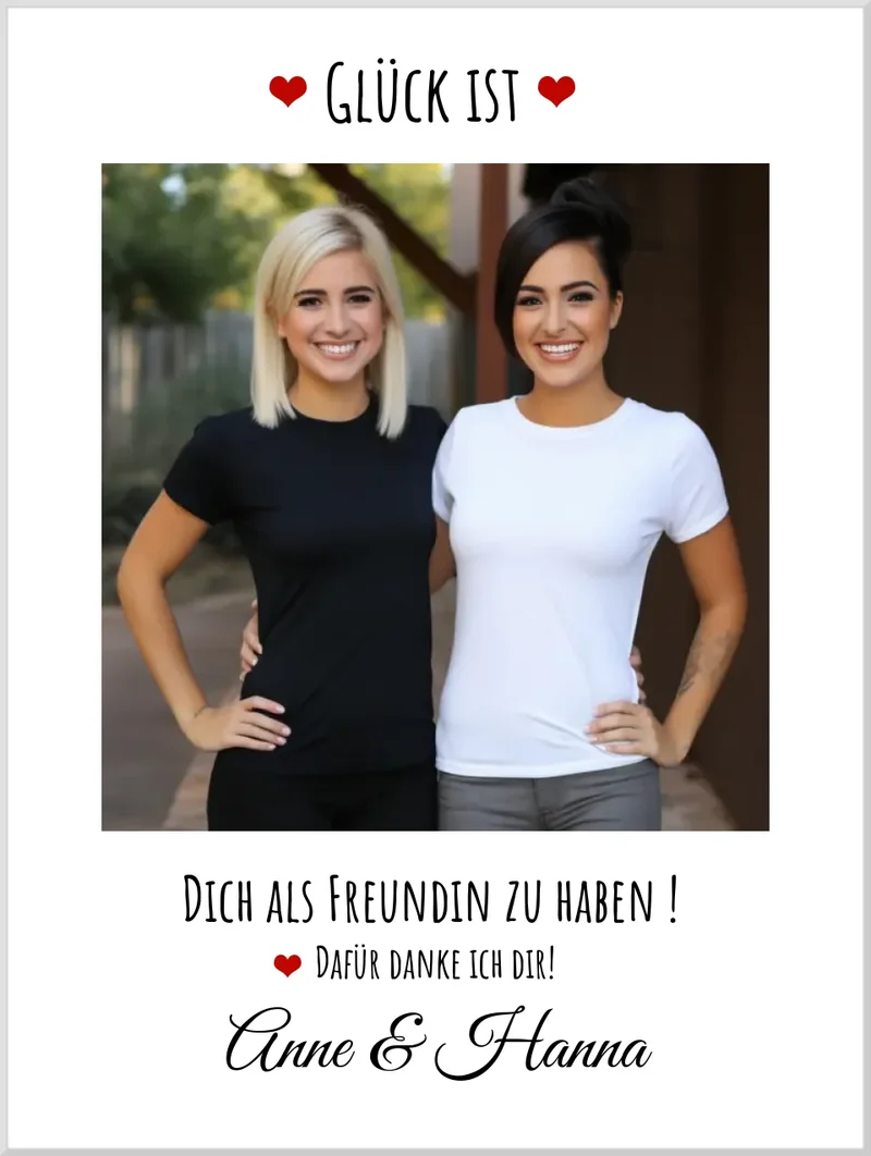 Fotoposter beste Freundin Geburtstagsgeschenk | Bild Glück ist ...