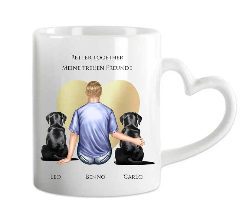 Personalisierte Tasse Geschenk Hundebesitzer - Mann/ Freund mit 2 Hunden - Geburtstagsgeschenk Weihnachtsgeschenk