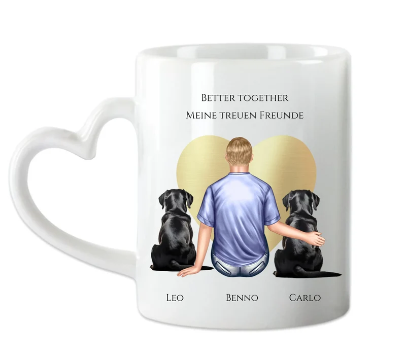 Personalisierte Tasse Geschenk Hundebesitzer - Mann/ Freund mit 2 Hunden - Geburtstagsgeschenk Weihnachtsgeschenk