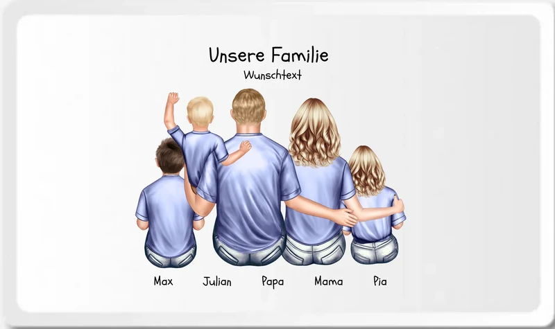Frühstückbrettchen Weihnachtsgeschenk Familie mit 3 Kindern personalisiert, Geburtstagsgeschenk