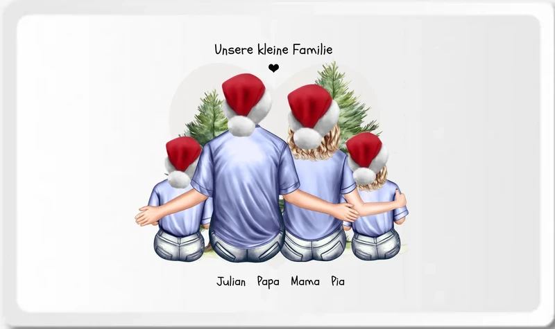Frühstückbrettchen Weihnachtsgeschenk Familie mit 2 Kindern personalisiert, Geburtstagsgeschenk