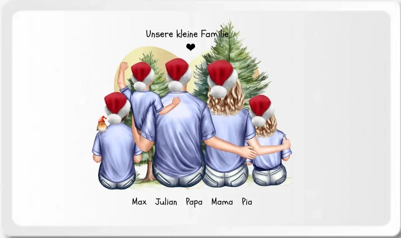 Frühstückbrettchen Weihnachtsgeschenk Familie mit 3 Kindern personalisiert, Geburtstagsgeschenk