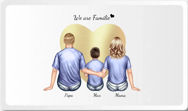 Frühstückbrettchen Weihnachtsgeschenk Familie mit Kind personalisiert, Geburtstagsgeschenk