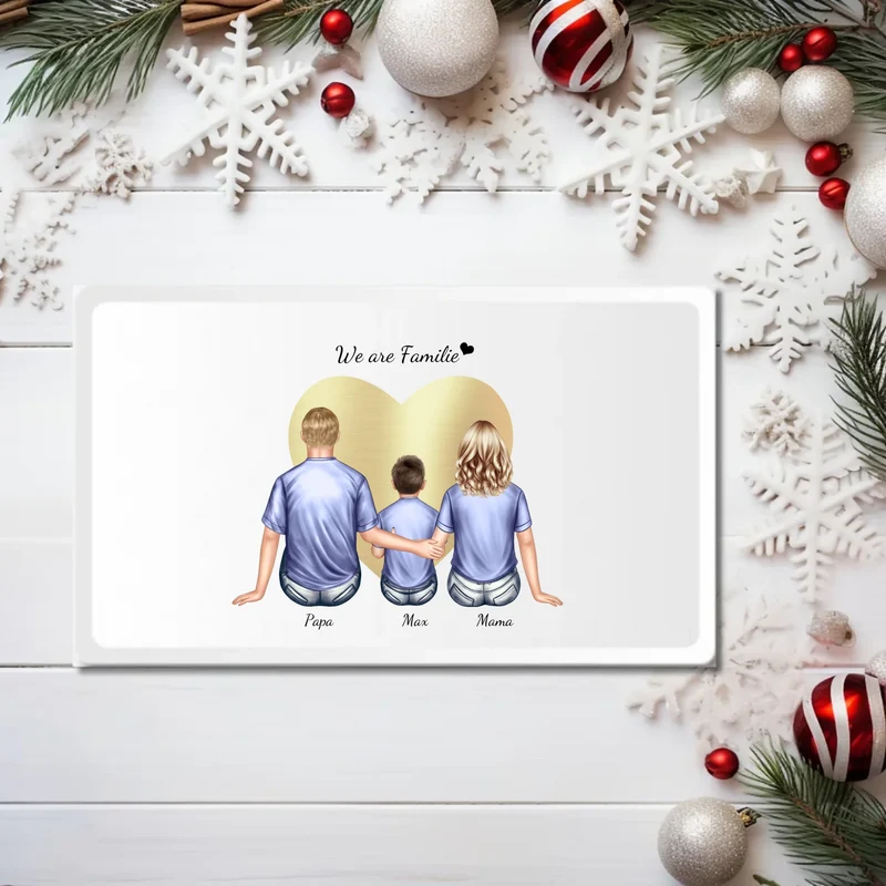 Frühstückbrettchen Weihnachtsgeschenk Familie mit Kind personalisiert, Geburtstagsgeschenk