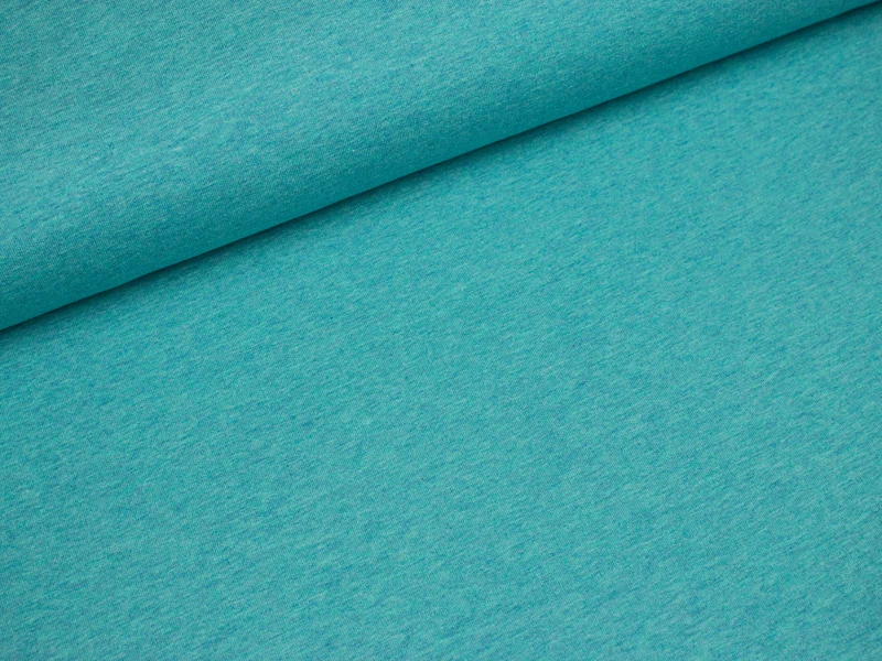 Reststück 18cm - Baumwollsweat Jenna türkis meliert uni