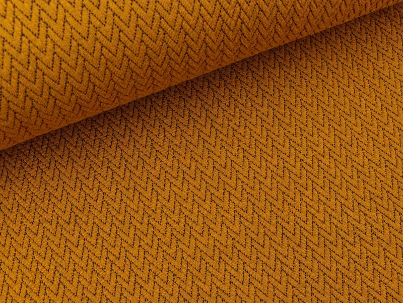 Reststück 11cm - Jacquard Barbados Herringbone senfgelb-schwarz